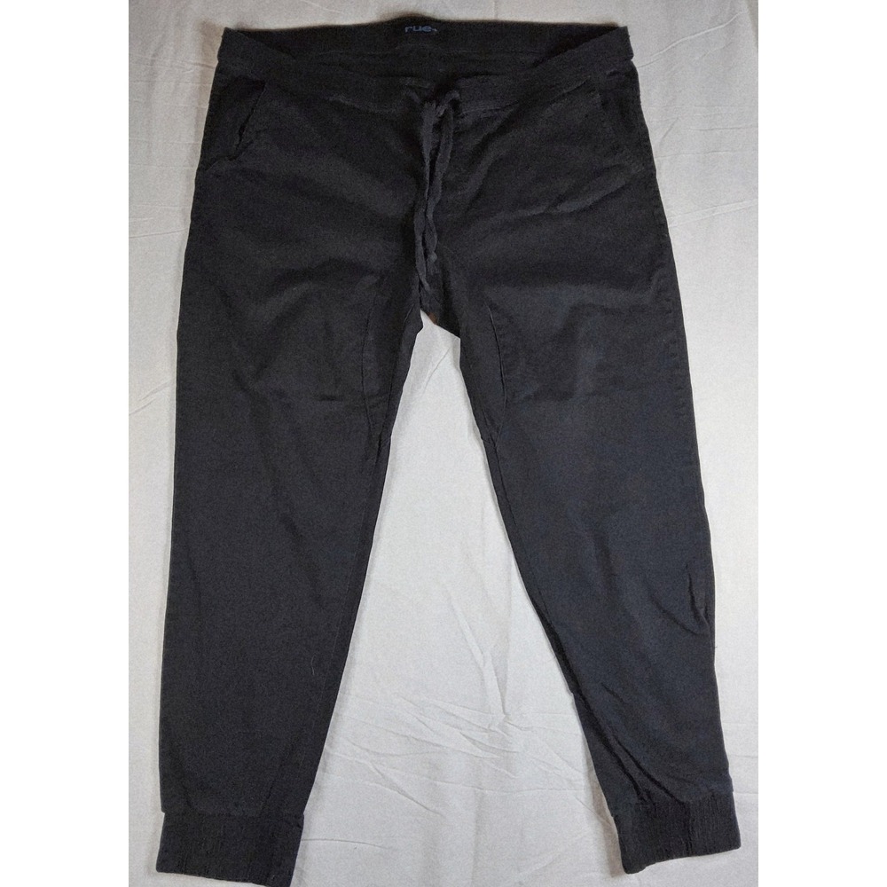 Rue+ Plus Size 3X Black Jogger Pants Cotton Stretch Elastic Waist Drawstring 3XL